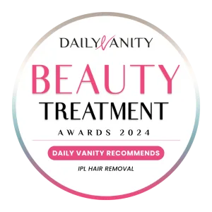 daily vanity beauty treatment awards badge - IPL hair removal - blush