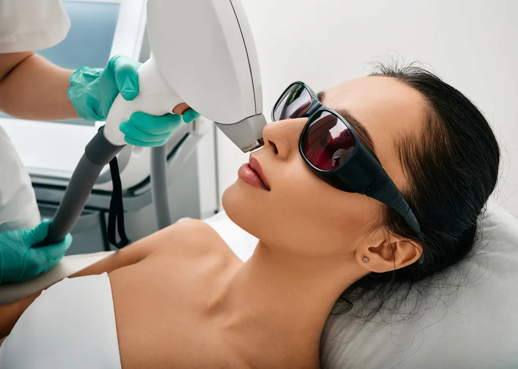 Woman receiving facial laser hair removal treatment as part of a personalised plan for how many laser sessions do I need.